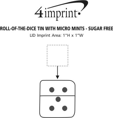 Imprint Area of Roll-of-the-Dice Tin with Sugar-Free Mints
