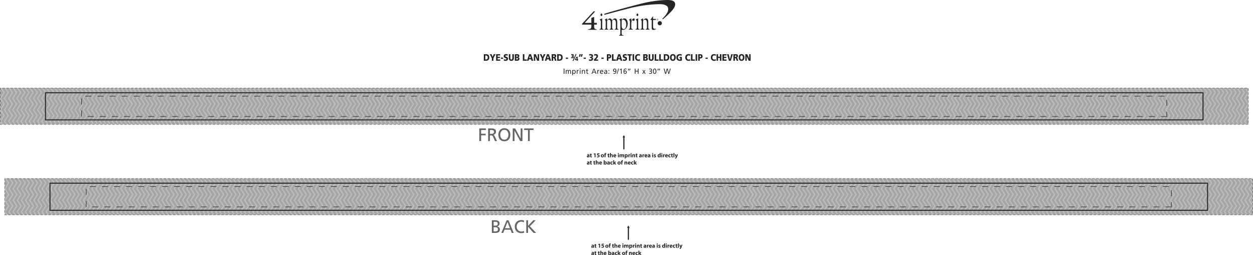 Imprint Area of Dye-Sub Lanyard - 3/4" - 32" - Plastic Bulldog Clip - Chevron - 24 hr