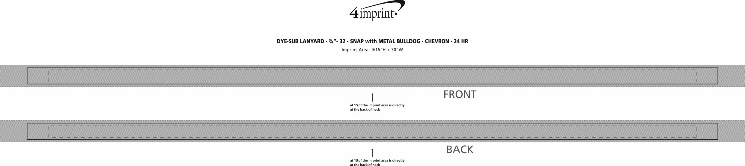 Imprint Area of Dye-Sub Lanyard - 3/4" - 32" - Snap with Metal Bulldog Clip - Chevron - 24 hr