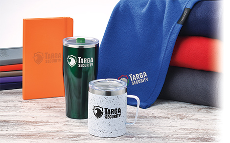 Business Gifts that includes a notebook, blanket, tumbler and insulated mug