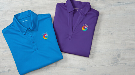 Promotional business apparel products that include polos